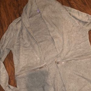 Light grey dressy cardigan. Open front